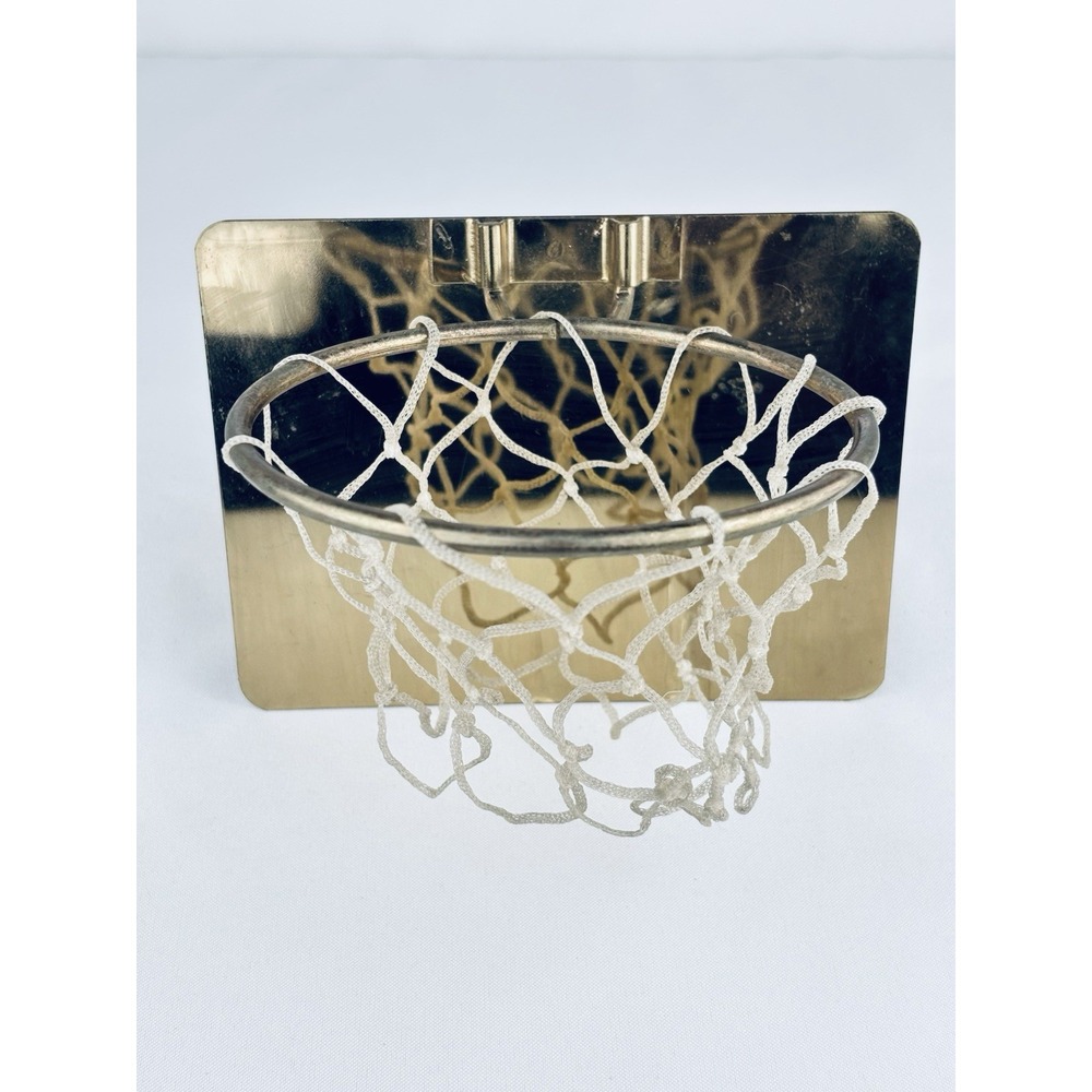 Vintage Brass Mini Basketball Hoop Backboard Retro Executive Desk Toy